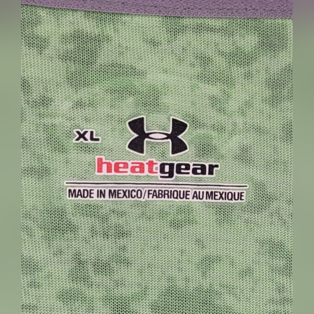 Under Armour HeatGear Neon Green Burnout V-Neck Athletic Tee XL Lightweight Work - Picture 6 of 6